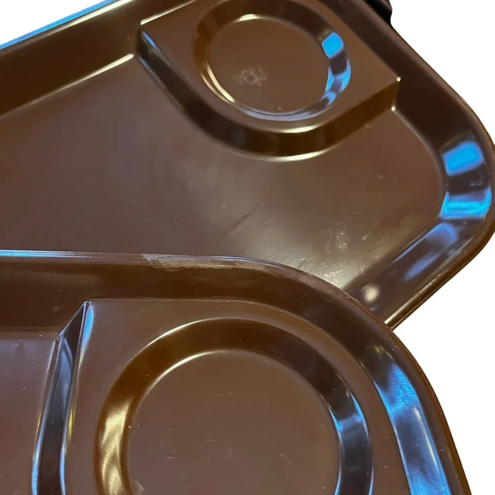 3 VTG Rubbermaid Brown Melamine Snack Trays 11x8